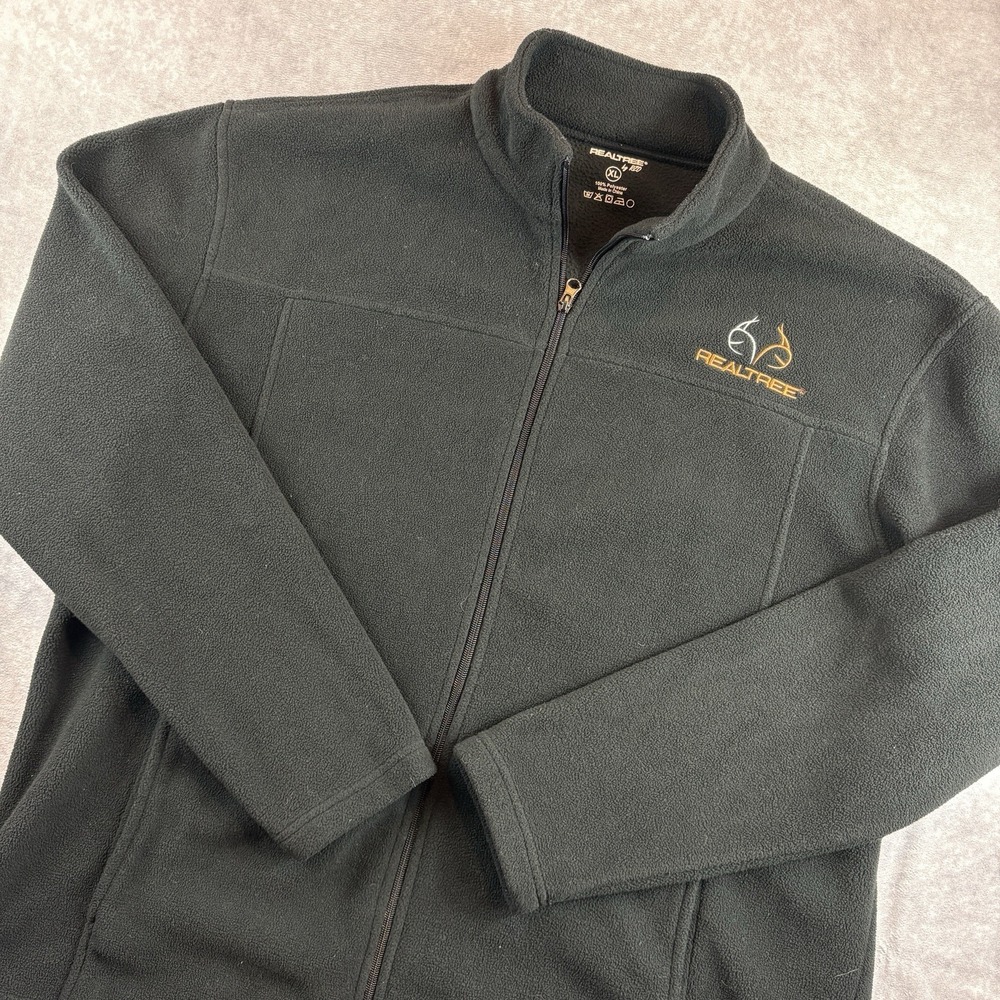 RealTree Jacket Mens XL Black Fleece Full Zip RZO Hunting Fishing Camo Outdoor